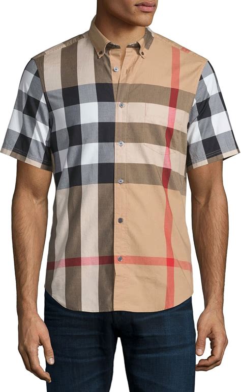 burberry men's short sleeve shirt|Burberry button down shirt men.